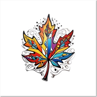 Funky Maple Leaf Posters and Art